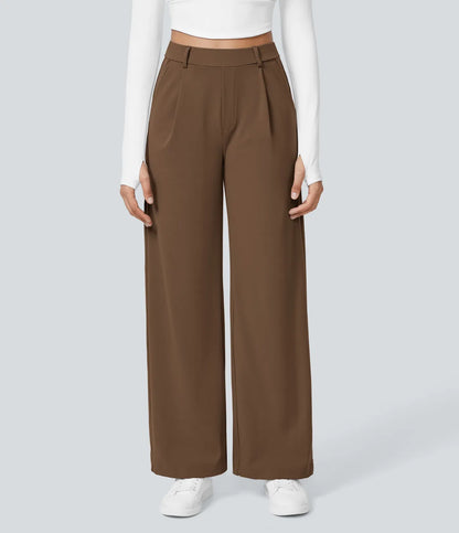 Haurelle Flex™ – Pleated Stretch High Waist Straight Leg Pants