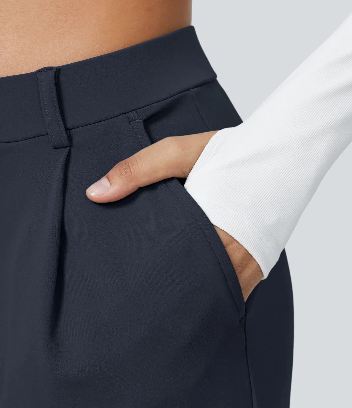 Haurelle Flex™ – Pleated Stretch High Waist Straight Leg Pants