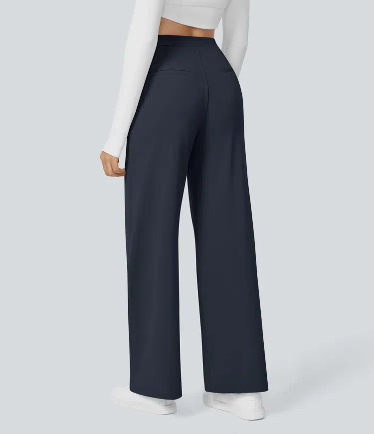 Haurelle Flex™ – Pleated Stretch High Waist Straight Leg Pants