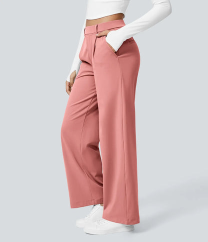 Haurelle Flex™ – Pleated Stretch High Waist Straight Leg Pants