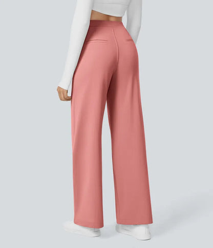 Haurelle Flex™ – Pleated Stretch High Waist Straight Leg Pants