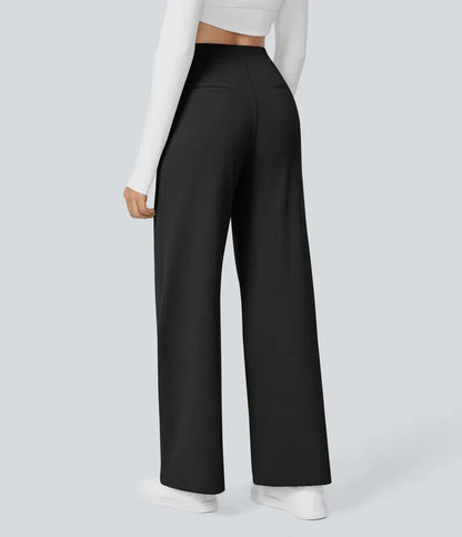 Haurelle Flex™ – Pleated Stretch High Waist Straight Leg Pants