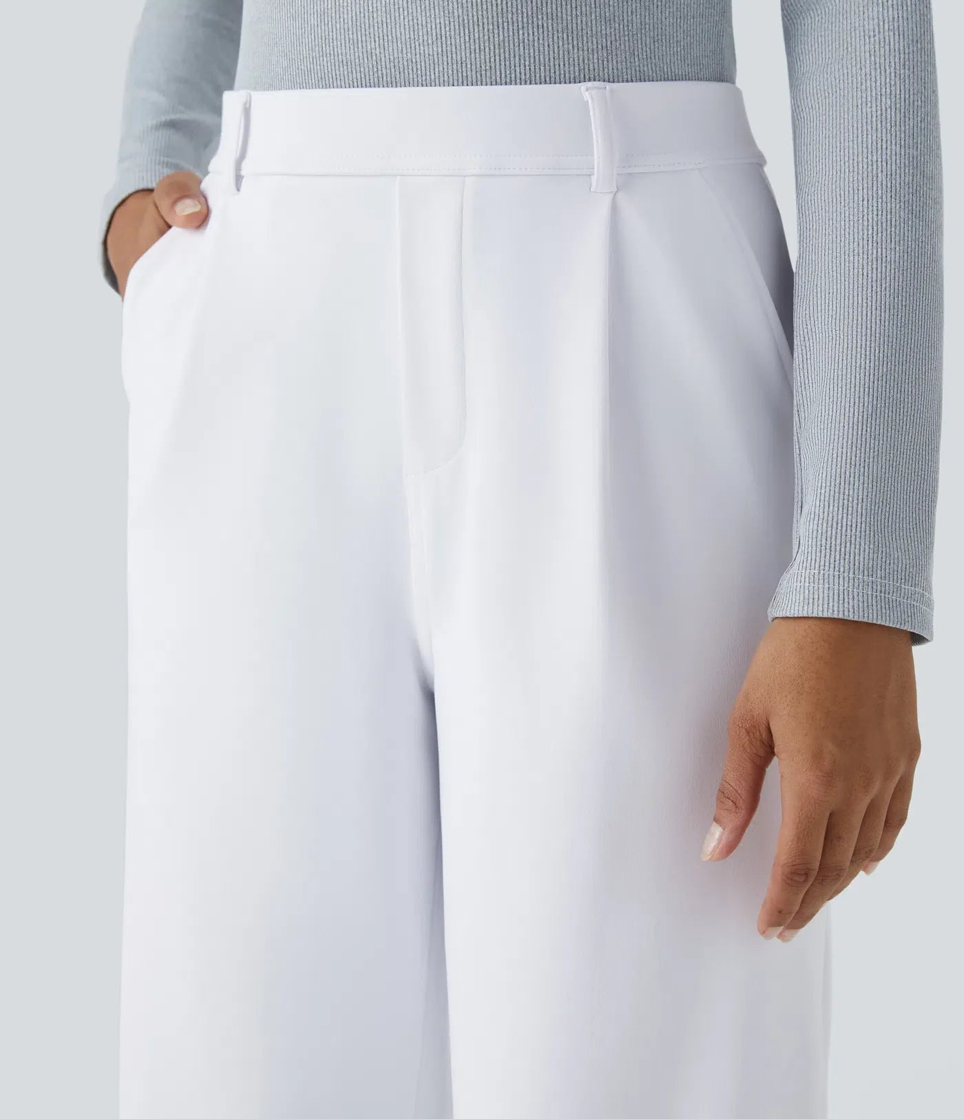 Haurelle Flex™ – Pleated Stretch High Waist Straight Leg Pants