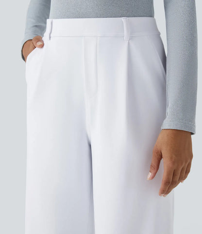Haurelle Flex™ – Pleated Stretch High Waist Straight Leg Pants
