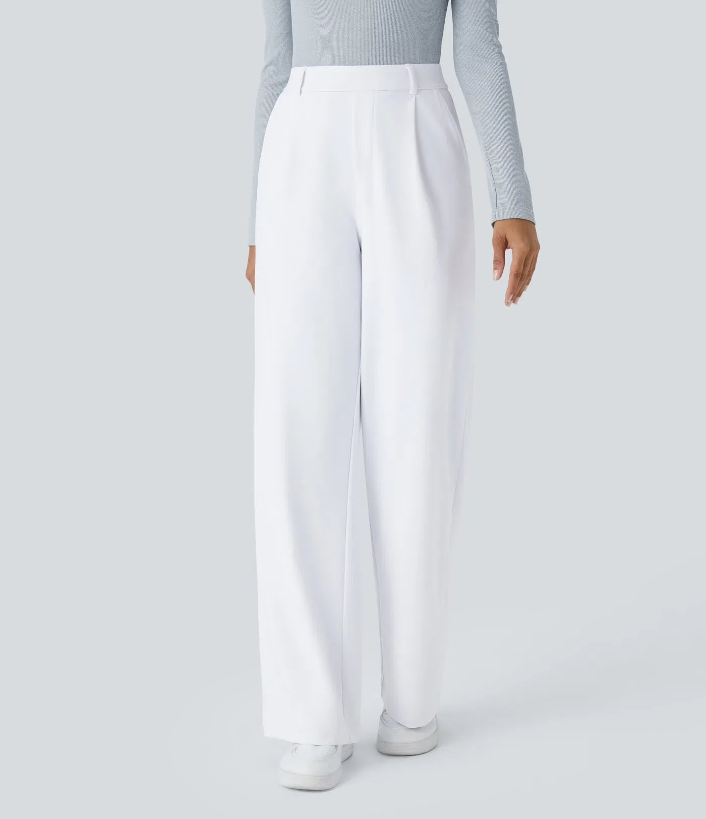 Haurelle Flex™ – Pleated Stretch High Waist Straight Leg Pants