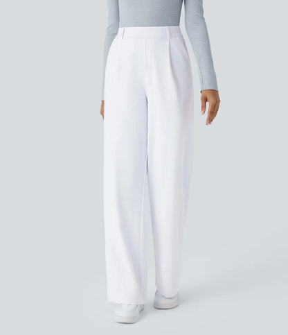 Haurelle Flex™ – Pleated Stretch High Waist Straight Leg Pants