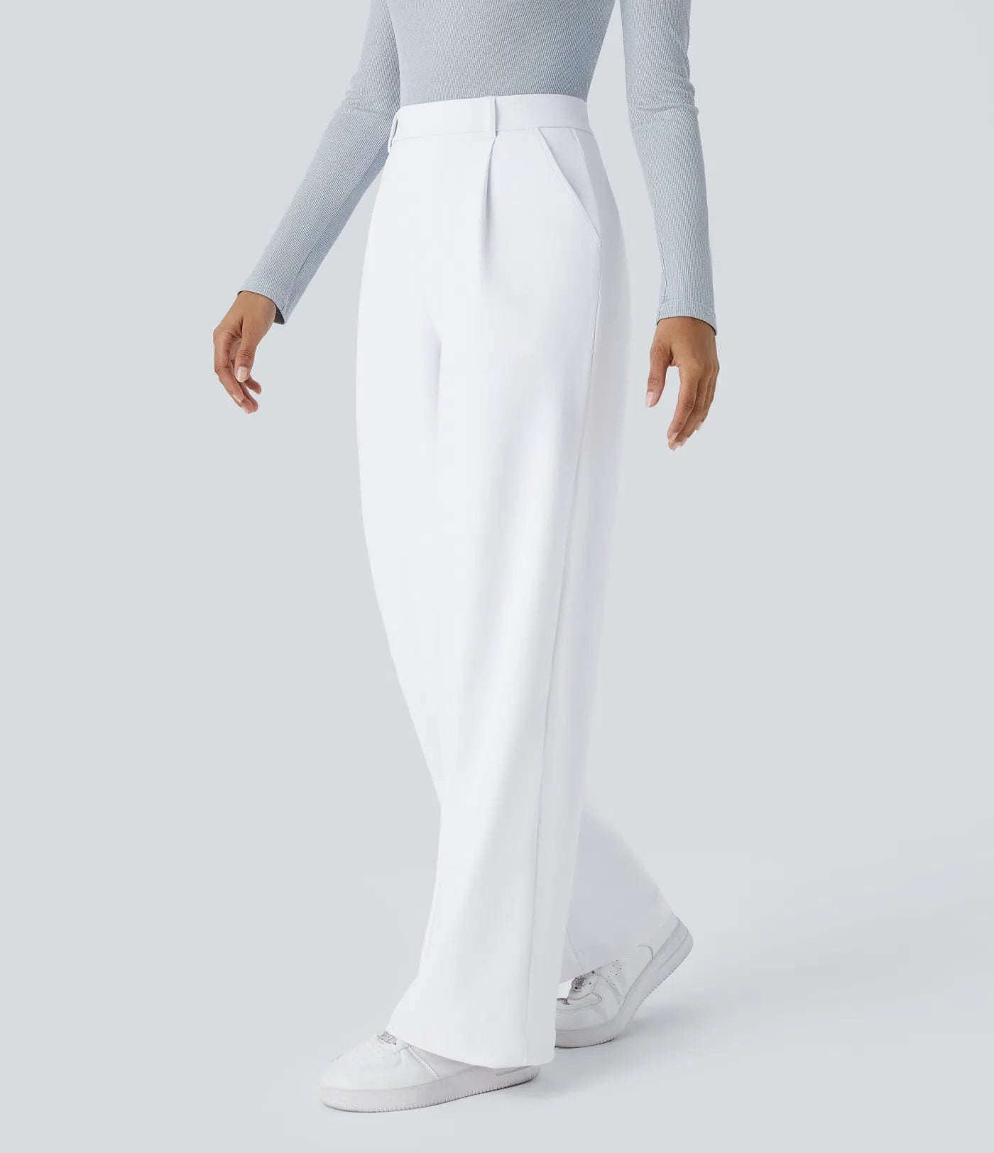 Haurelle Flex™ – Pleated Stretch High Waist Straight Leg Pants