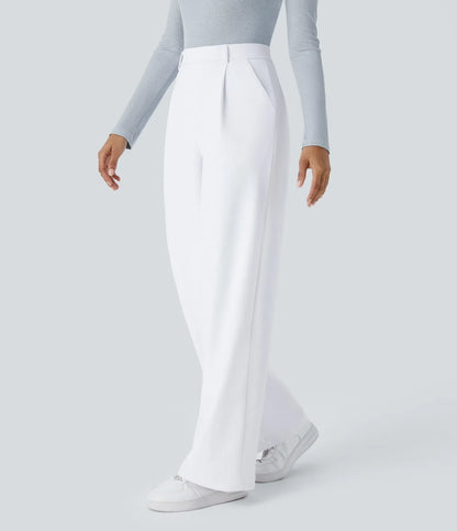 Haurelle Flex™ – Pleated Stretch High Waist Straight Leg Pants
